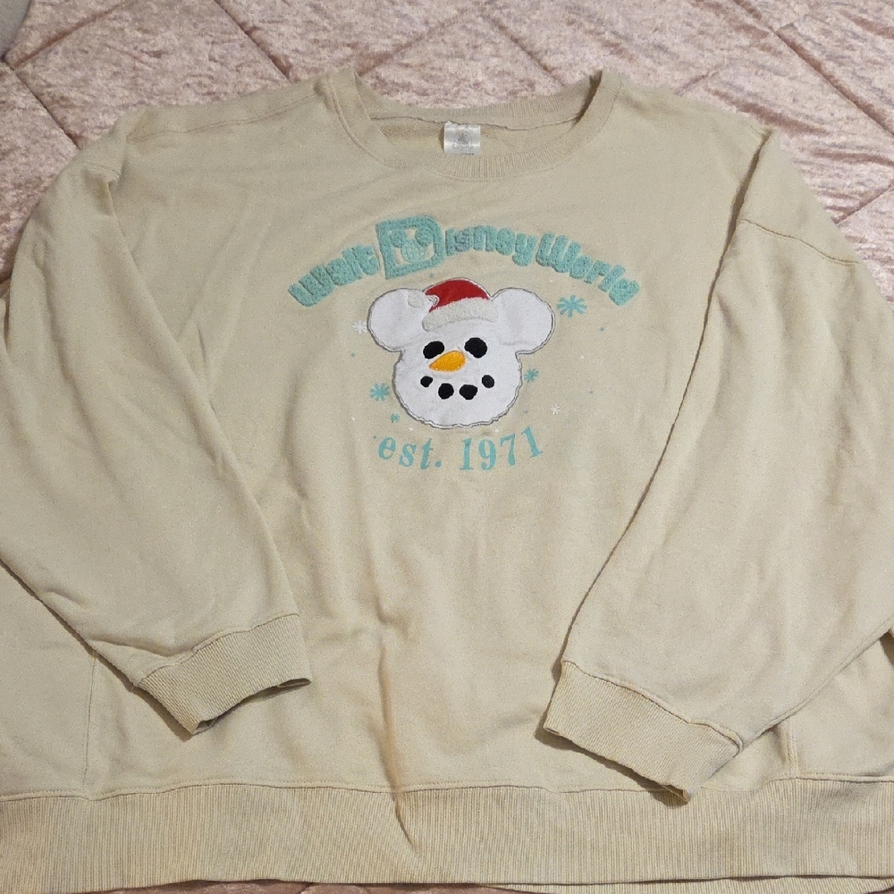 Disney Cream Snowman Crewneck Sweater